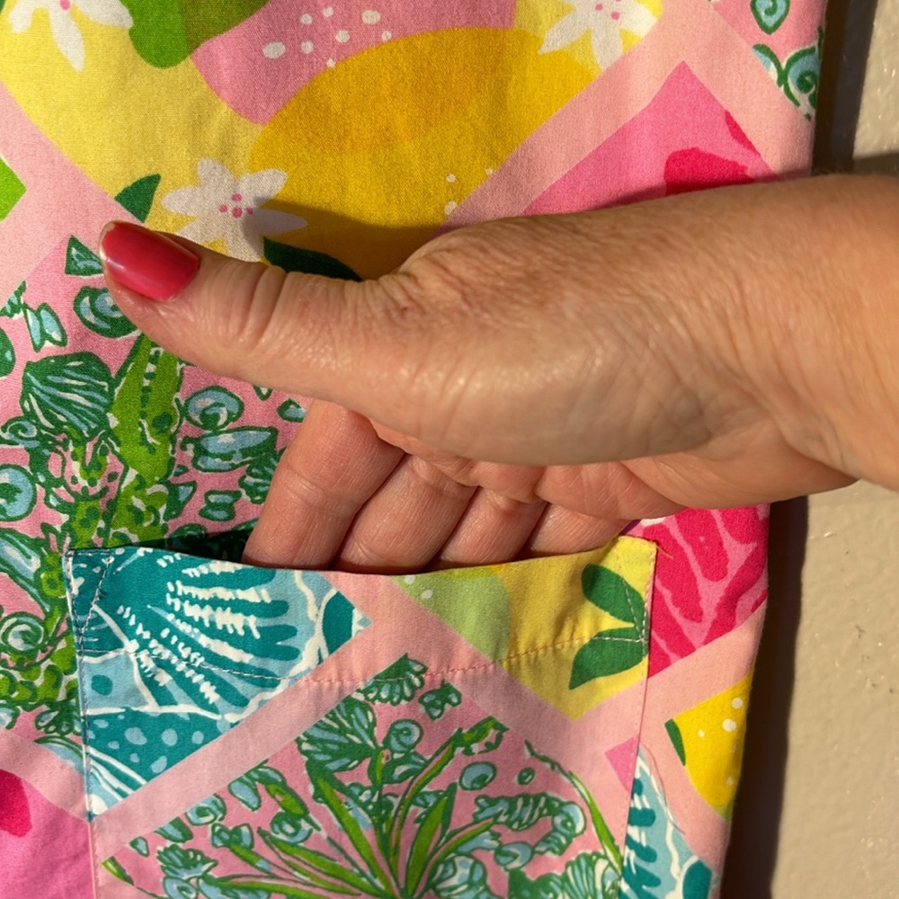 Lilly Pulitzer Vintage Pink Tile Patchwork Dress size 8 great shape colorful - Picture 7 of 10